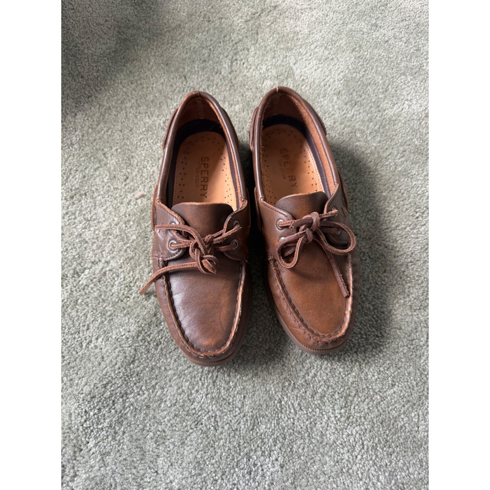 Sperry Top-Sider Authentic Original 2-Eye Brown Leather Boat Shoes Womens 7